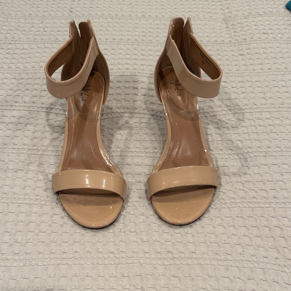 Style & Co. Nude Ankle Strap Heels